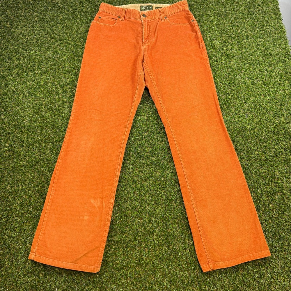 Eddie Bauer Womens Burnt Orange Corduroy Pants Bootcut Size 6 Stretch Cotton